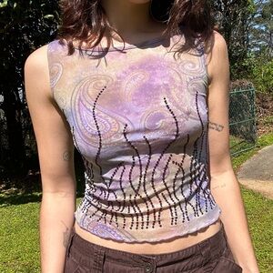 Forever 21 Purple and Tan Paisley Tank Top